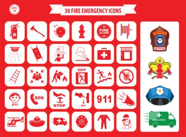 Set of fire emergency icons clipart