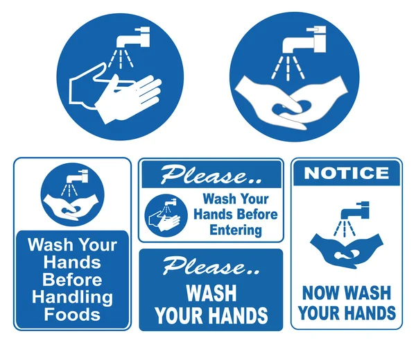 Wash your hands signs — Stock Vector