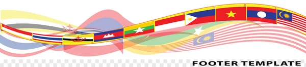 Comunidad Económica de la ASEAN o bandera asiática — Vector de stock