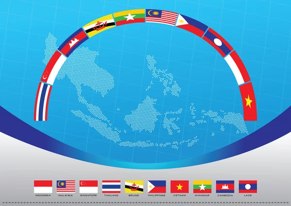 Флаг элементов дизайна AEC или ASEAN — стоковый вектор