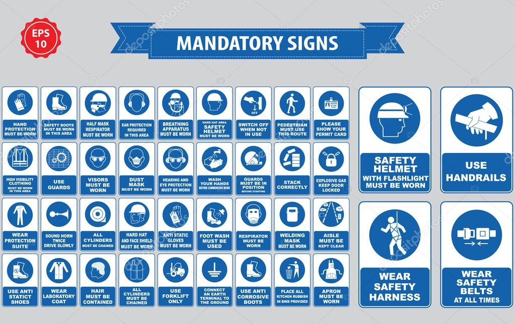 Construction Site Mandatory Signs — Stock Vector © coolvectormaker