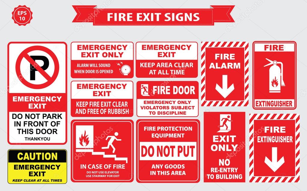 Set of emergency exit sign