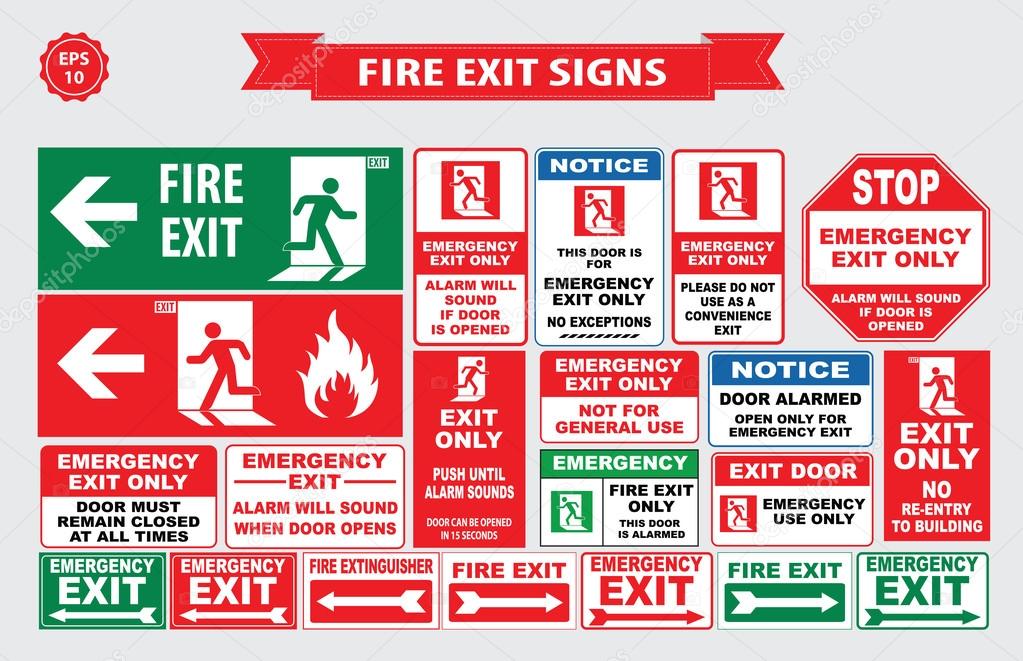 Set of emergency exit sign