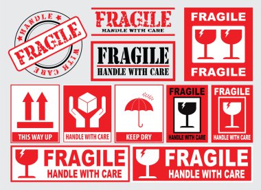 Packaging or Fragile Stickers clipart