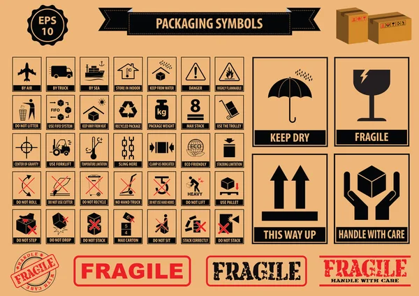 Conjunto de símbolos de embalagem —  Vetores de Stock