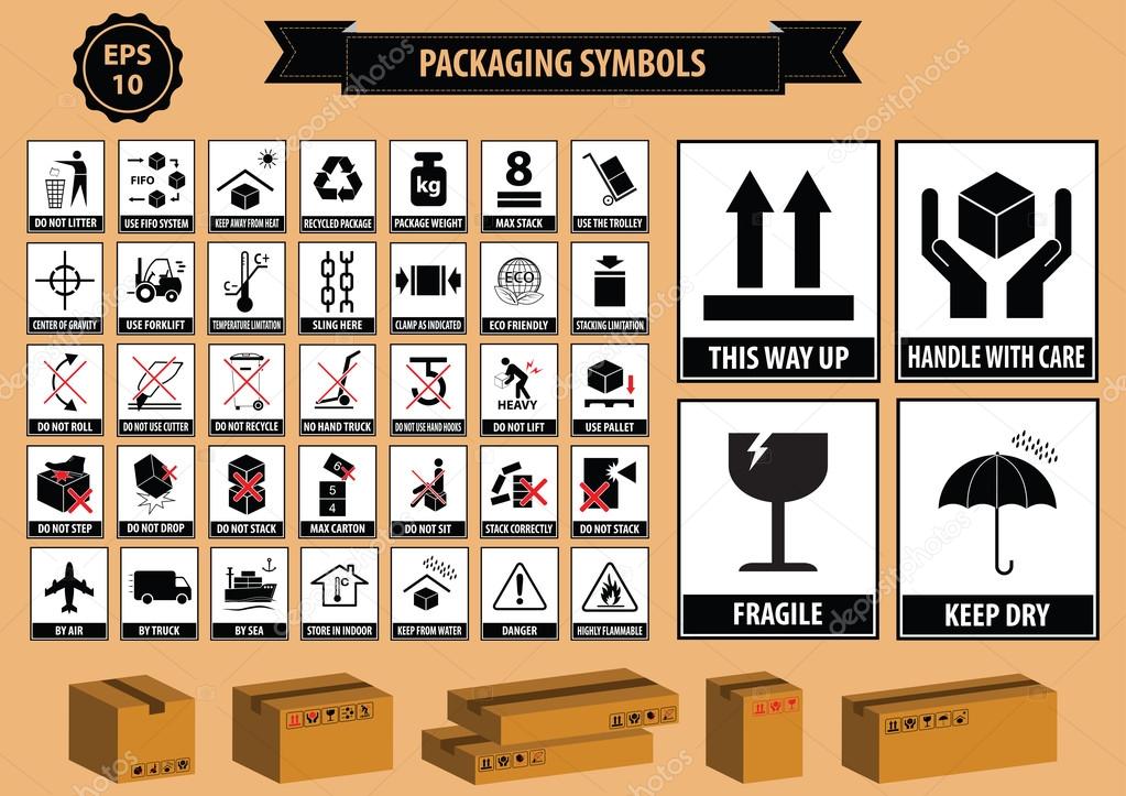 Set Of Packaging Symbols Stock Vector by ©coolvectormaker 89591702