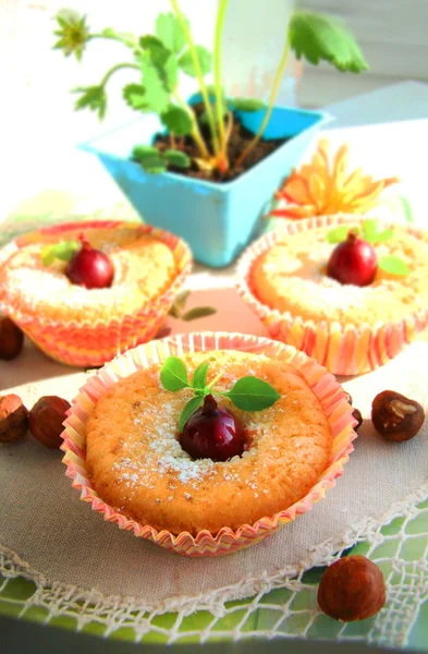 Cupcake di cagliata con uva spina — Foto Stock