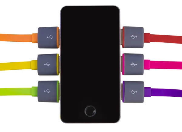 USB multicolore nel hub — Foto Stock