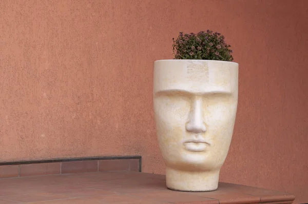 Flower pot head made of ceramic. Planter Head Vase Plant Pot.