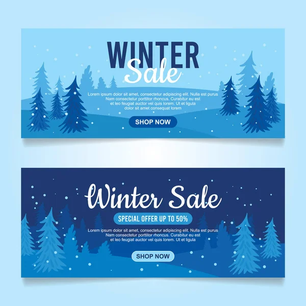 Winter Sale Banners Flat Design — Stock Vector