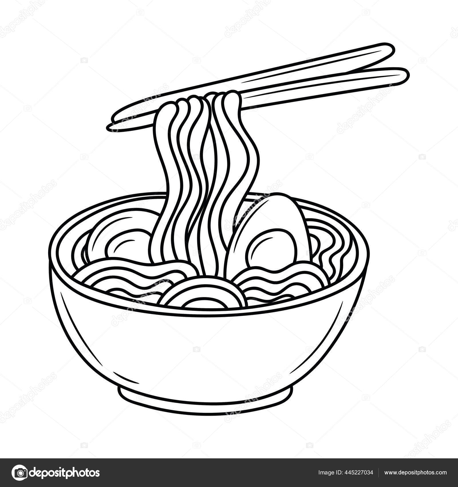 Simple Noodles Vector Illustration Outline Vector Sign Linear Style