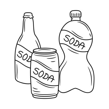 Soda İçeceği vektör çizimi, ana hatlar vektör işareti, beyaz arkaplanda izole edilmiş doğrusal biçim pictogram