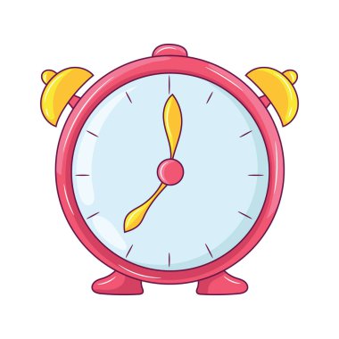 Basit Alarm Saati vektör çizimi, doğrusal biçim pictogram, beyaz arkaplanda izole