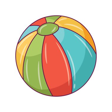 Plaj Topu renkli vektör çizimi, izole edilmiş doğrusal resim çizimi