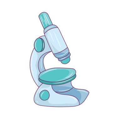 Basit mikroskop renkli vektör ilüstrasyonu, Beyaz üzerine siyah beyaz çizgi çizgisi