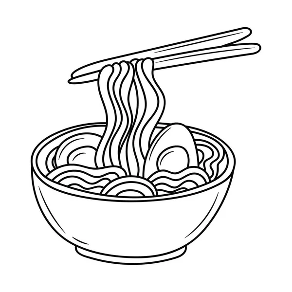 Simple Noodles Vector Illustration Outline Vector Sign Linear Style Pictogram — Stock Vector