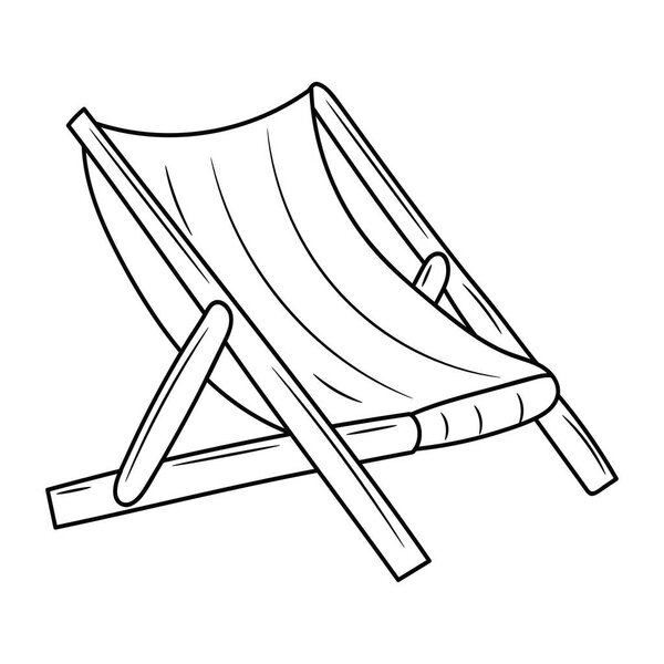 Beach Chair Line art black and white vector illustration, isolated linear style pictogram