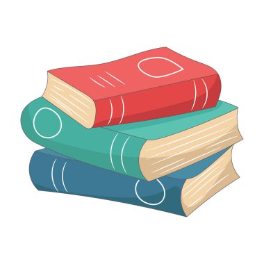 Kitap yığını, renkli Çizgi Sanat Çizgisi Çizimi illüstrasyonu