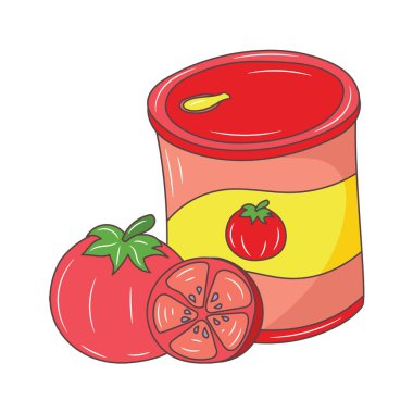 Domates sosu kavanozu, renkli çizgi çizgisi çizimi çizimi. 