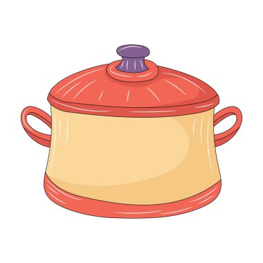 Mutfak gereçleri tavaları, Basit Renkli Çizgi Çizgisi Resim Çizimi