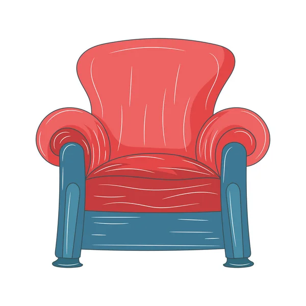 Einfache Sofa Stuhl Farbige Linie Kunst Vektor Illustration — Stockvektor