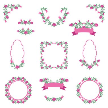 Güzel çiçek düğün logosu koleksiyonu. 