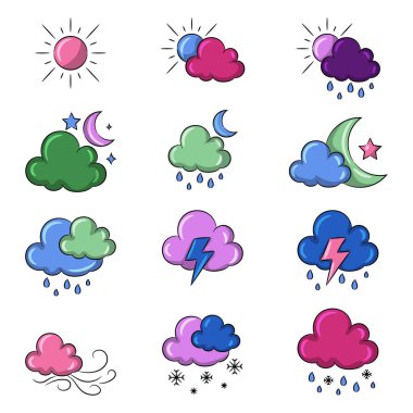 Basit el çizimi çizim biçimi ile Hava Renkli vektör çizimi