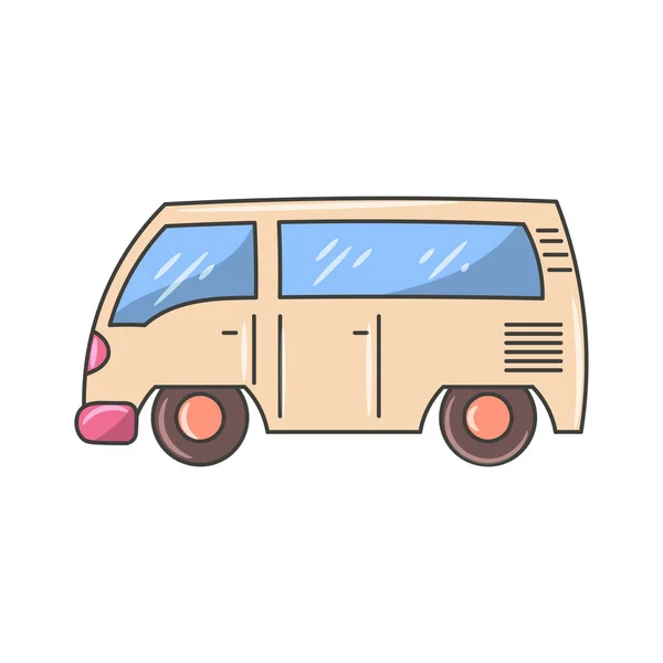 Camper Van Colored Vector Illustration Simple Hand Drawn Sketching Style — Stock Vector
