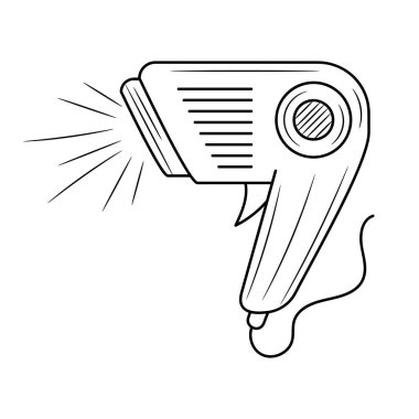 Basit el çizimi çizim tarzıyla saç kurutma vektörü çizimi 