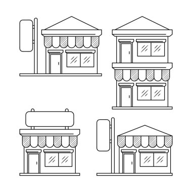 Pazar ve mağaza Koleksiyonlar basit el çizimi çizim biçimi ile vektör illüstrasyonu 