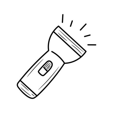 Basit el çizimi taslak biçimi ile el feneri veya meşale vektör çizimi