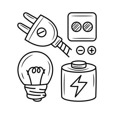 Basit el çizimi çizim biçimi ile elektrik karalama vektörü çizimi