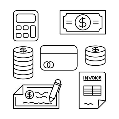 Para ve ödeme vektör çizimi basit el çizim biçimi ile