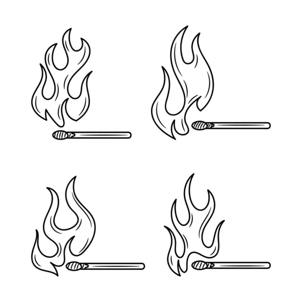 Ilustração Vetorial Jogos Flamejantes Com Estilo Esboço Desenhado Mão Simples —  Vetores de Stock