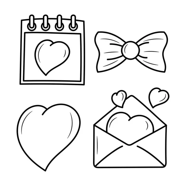 Invités Illustration Vectorielle Symbole Saint Valentin Avec Style Croquis Dessiné — Image vectorielle