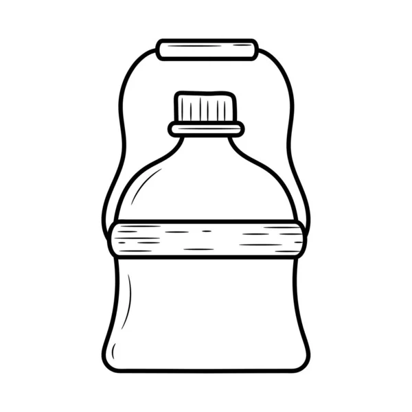 Camping Water Fles Vector Illustratie Met Eenvoudige Hand Getekend Schetsen — Stockvector