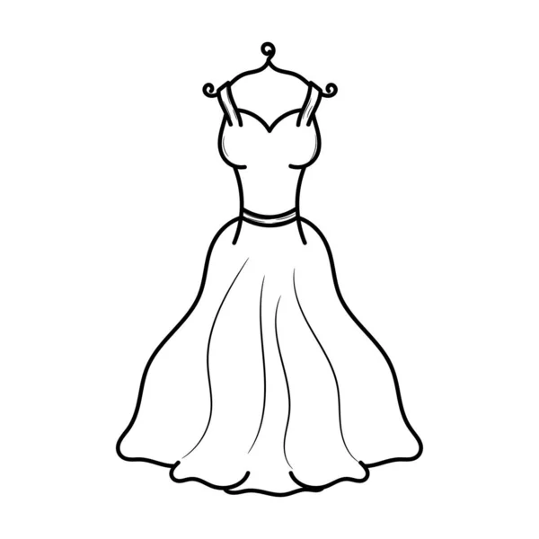 女の子ウェディングドレスベクトルイラストシンプルな手描きスケッチスタイル — ストックベクタ