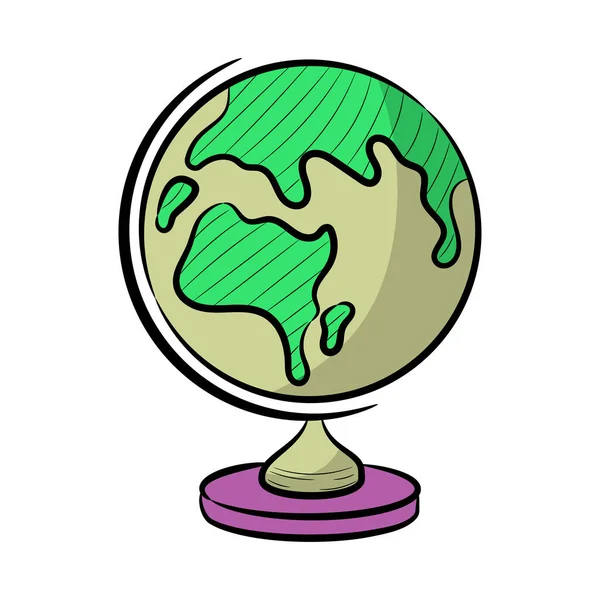 Doodle Globe Wereld Gekleurde Vector Illustratie Met Hand Getekend Schetsen — Stockvector