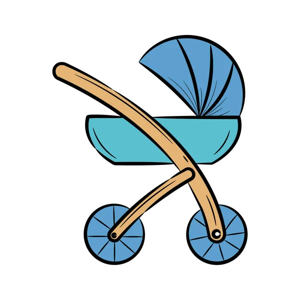Ilustração Vetor Carrinho Bebê Com Estilo Desenhado Mão Colorido —  Vetores de Stock