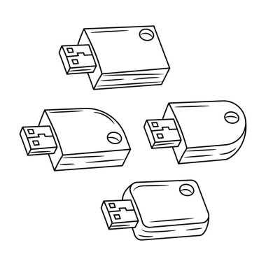 Flash disk koleksiyonları, elle çizilmiş taslak vektör nesneleri