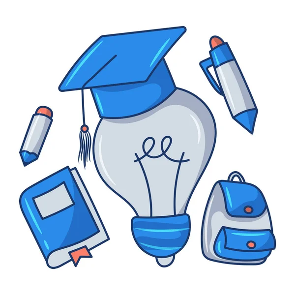 Educatieve Icoon Set Eenvoudige Trendy Gekleurde Handgetekende Schets Vector Objecten — Stockvector