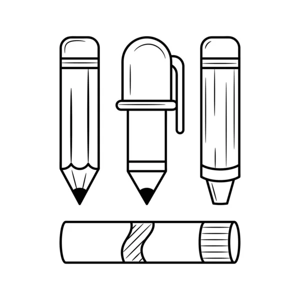 Tužka Pastelky Ručně Kreslené Vektorové Objekty — Stockový vektor