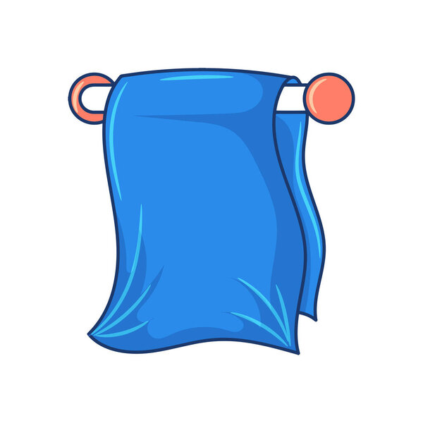 Hanging towel bath, colored hand drawn sketch vector objects