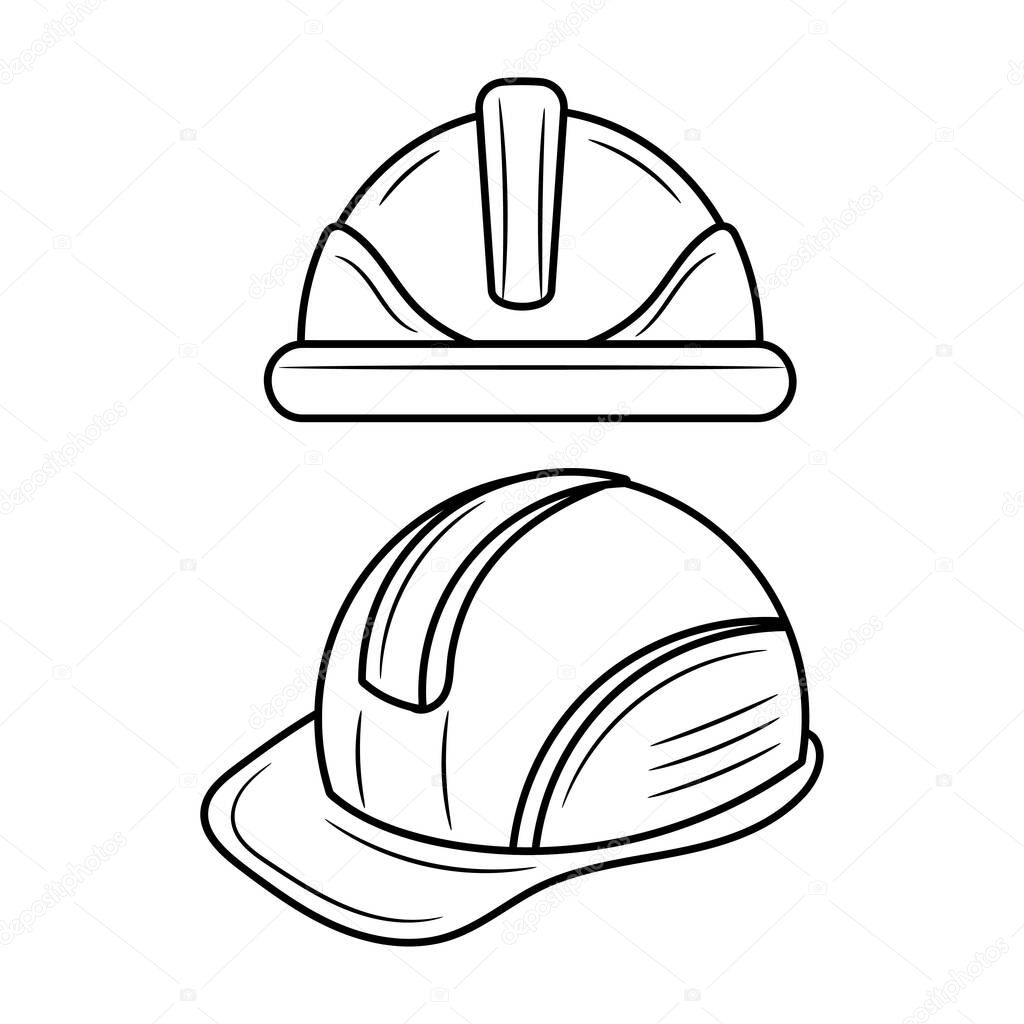 Worker safety hard hat, hand drawn sketch vector objects