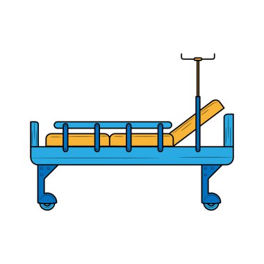 Hastane yatağı, renkli elle çizilmiş vektör çizimi çizimi