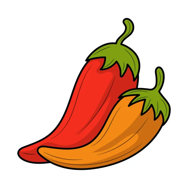 Chili Red Hot Pepper Colored Hand Drawn Outline Vector Sketch — Stock Vector