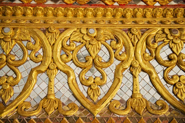 Wall carving art with stained glass in the temple ,Thailand — Stock Photo, Image