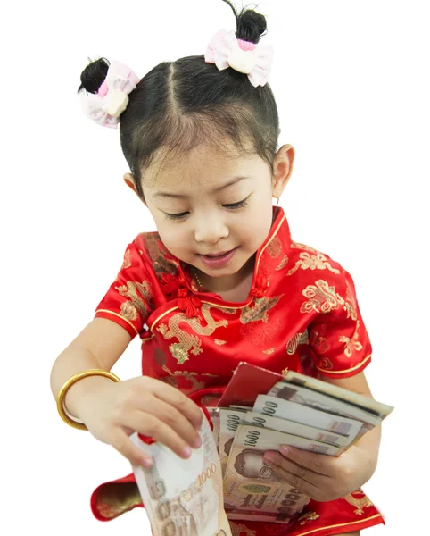 Mutlu Çin yeni yılı. Geleneksel Çince şirin Asyalı kız