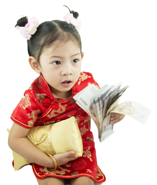 Mutlu Çin yeni yılı. Geleneksel Çince şirin Asyalı kız