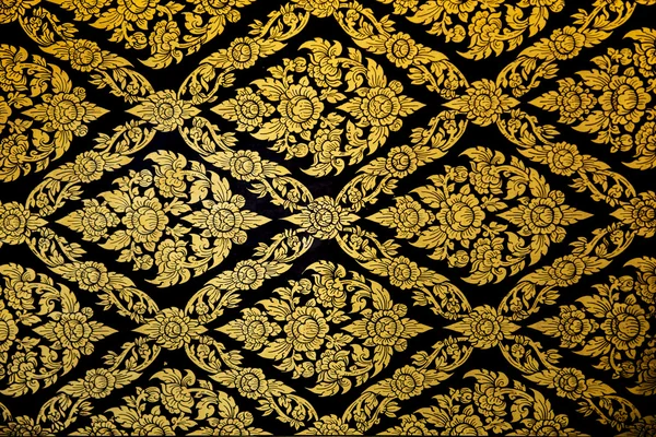 Traditionelle thailändische Kunst Goldmalerei Muster an der Wand — Stockfoto